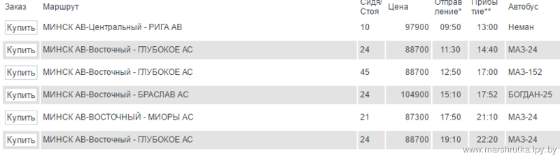 Расписание автобусов минск 16