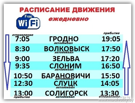 Расписание городского автобуса города Барановичи