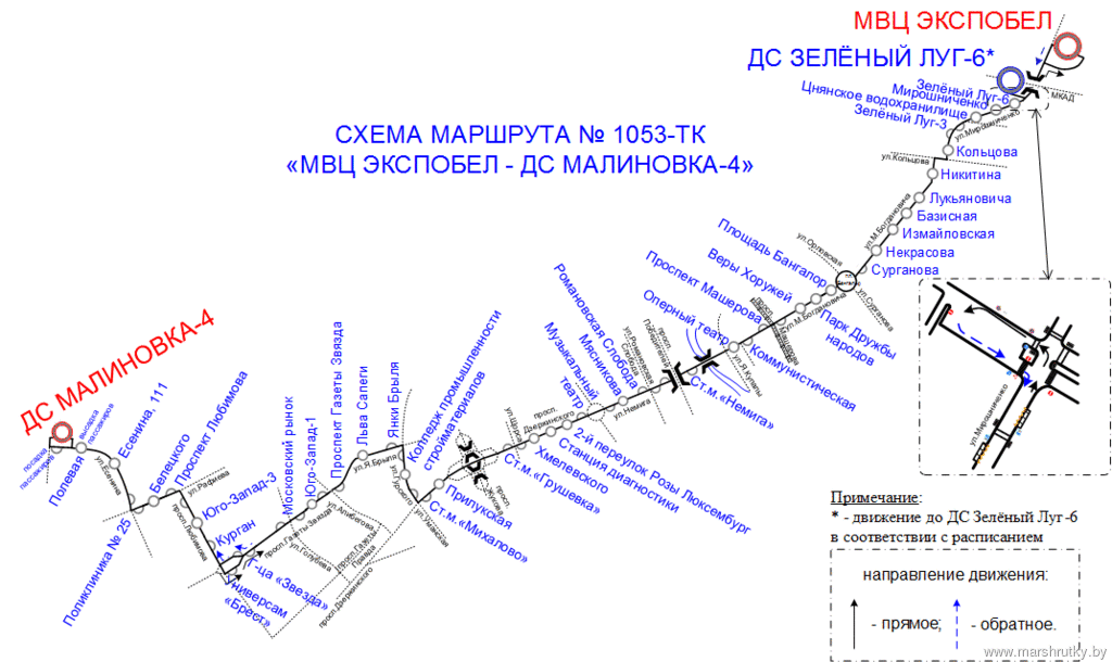 График движения 53 автобуса